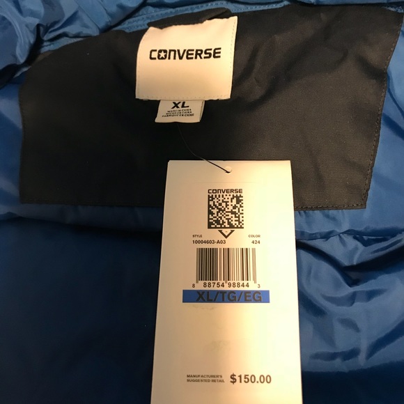 NWT Converse Warm Down Jacket MED Blue M - Picture 8 of 8